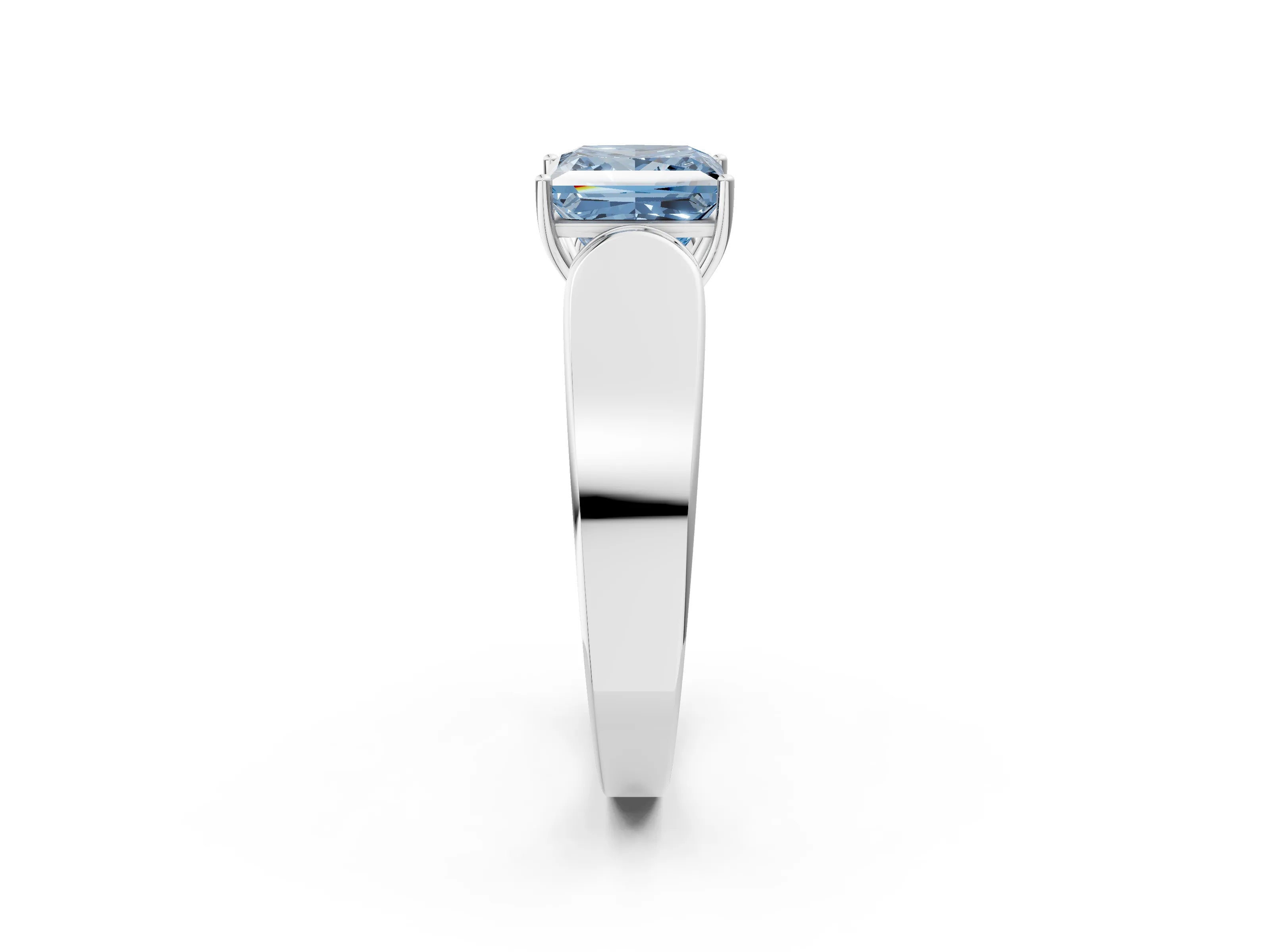 White gold Fancy Blue Princess Cut Diamond Channel Set Solitaire Ring with Four-Prong Setting_32
