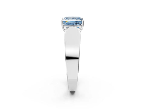White gold Fancy Blue Princess Cut Diamond Channel Set Solitaire Ring with Four-Prong Setting_32