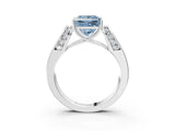 White gold Fancy Blue Princess Cut Diamond Channel Set Solitaire Ring with Four-Prong Setting_33