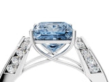 White gold Fancy Blue Princess Cut Diamond Channel Set Solitaire Ring with Four-Prong Setting_34