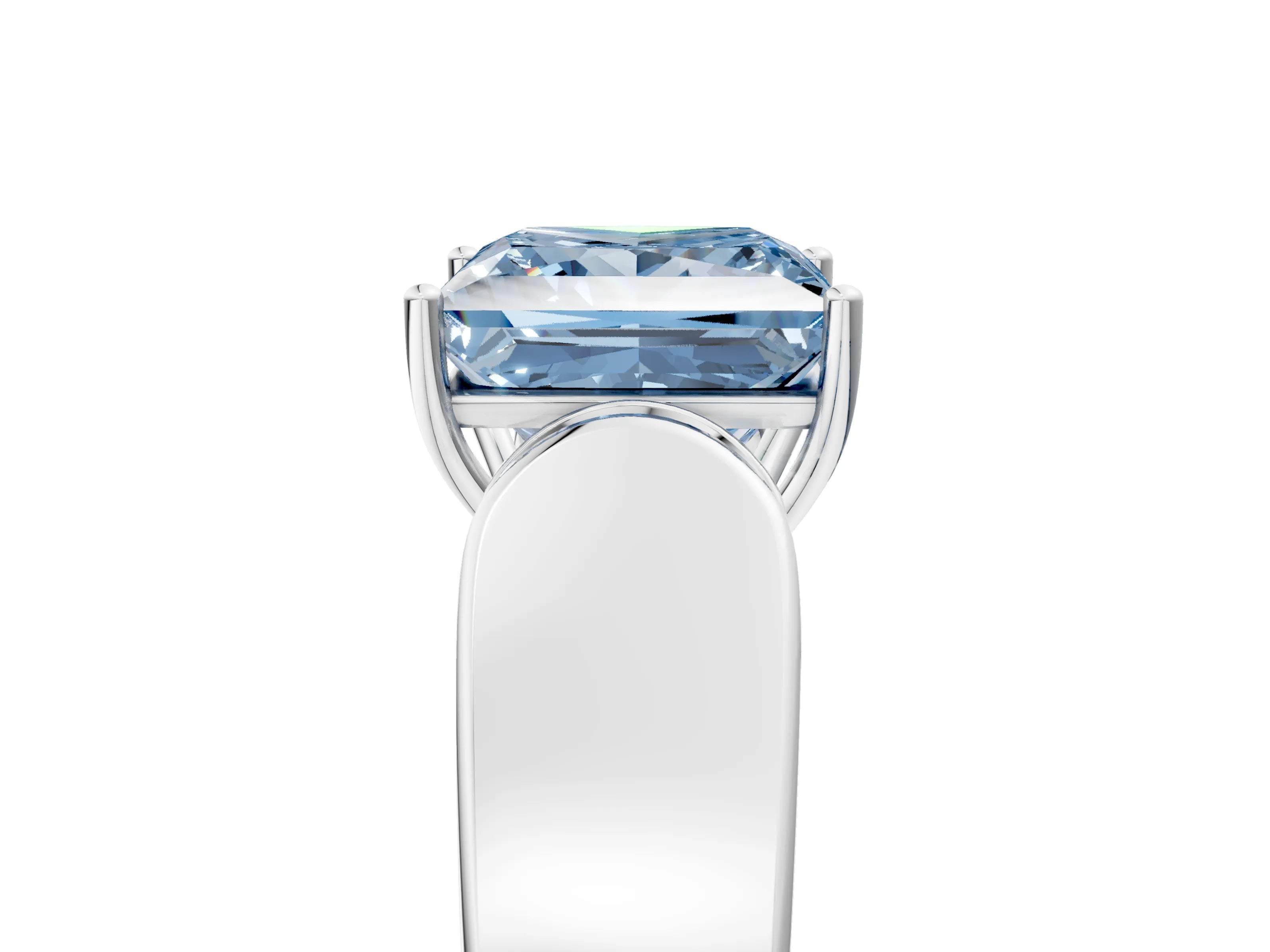 White gold Fancy Blue Princess Cut Diamond Channel Set Solitaire Ring with Four-Prong Setting_35
