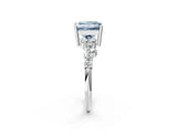 White gold Fancy Blue Princess Cut Diamond Cluster Pavé Band with Four-Prong Setting_14