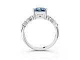 White gold Fancy Blue Princess Cut Diamond Cluster Pavé Band with Four-Prong Setting_15
