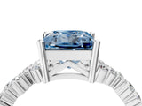 White gold Fancy Blue Princess Cut Diamond Cluster Pavé Band with Four-Prong Setting_16