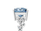 White gold Fancy Blue Princess Cut Diamond Cluster Pavé Band with Four-Prong Setting_17