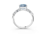 White gold Fancy Blue Princess Cut Diamond Cluster Pavé Band with Four-Prong Setting_30