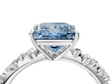 White gold Fancy Blue Princess Cut Diamond Cluster Side Stone Solitaire Ring with Prong Setting_81