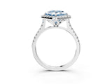 White gold Fancy Blue Princess Cut Diamond Cushion Halo Ring with Pavé Band_15