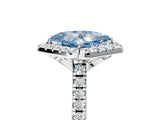 White gold Fancy Blue Princess Cut Diamond Cushion Halo Ring with Pavé Band_17
