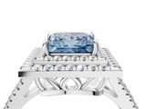 White gold Fancy Blue Princess Cut Diamond Double Halo Ring with Pavé Band and Prong Setting_110