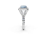White gold Fancy Blue Princess Cut Diamond Double Halo Ring with Split Shank and Prong Setting_29
