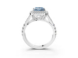 White gold Fancy Blue Princess Cut Diamond Double Halo Ring with Split Shank and Prong Setting_30
