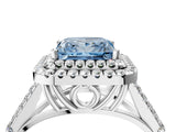 White gold Fancy Blue Princess Cut Diamond Double Halo Ring with Split Shank and Prong Setting_31