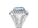 White gold Fancy Blue Princess Cut Diamond Double Halo Ring with Split Shank and Prong Setting_32