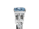 White gold Fancy Blue Princess Cut Diamond Engagement Ring with Baguette Side Stones and Channel Set Band_37