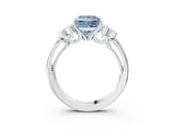 White gold Fancy Blue Princess  Cut Diamond Engagement Ring with Bezel Set Round Side Stones and Prong Setting_52