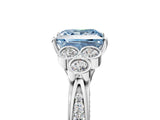 White gold Fancy Blue Princess  Cut Diamond Engagement Ring with Bezel Set Round Side Stones and Prong Setting_54