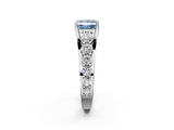 White gold Fancy Blue Princess  Cut Diamond Engagement Ring with Pavé Band and Four-Prong Setting_5