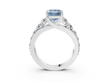 White gold Fancy Blue Princess  Cut Diamond Engagement Ring with Pavé Band and Four-Prong Setting_6