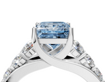 White gold Fancy Blue Princess  Cut Diamond Engagement Ring with Pavé Band and Four-Prong Setting_7