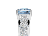 White gold Fancy Blue Princess  Cut Diamond Engagement Ring with Pavé Band and Four-Prong Setting_8