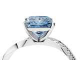 White gold Fancy Blue Princess Cut Diamond Engagement Ring with Side Stone Accents and Four-Prong Setting_113