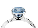 White gold Fancy Blue Princess Cut Diamond Engagement Ring with Side Stone Accents and Four-Prong Setting_28