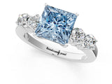 White gold Fancy Blue Princess  Cut Diamond Five-Stone Prong Set White Gold Ring_33