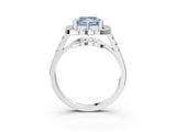 White gold Fancy Blue Princess Cut Diamond Floral Halo Split Shank Prong Setting Ring_3