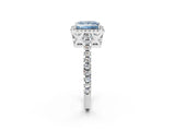 White gold Fancy Blue Princess Cut Diamond Halo Engagement Ring with Pavé Band and Prong Setting_53