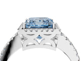 White gold Fancy Blue Princess Cut Diamond Halo Engagement Ring with Pavé Band and Prong Setting_55