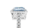 White gold Fancy Blue Princess Cut Diamond Halo Engagement Ring with Pavé Band and Prong Setting_56