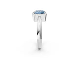 White gold Fancy Blue Princess  Cut Diamond Halo Engagement Ring with Split Shank and Four-Prong Setting_92