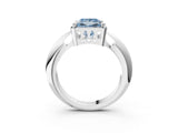 White gold Fancy Blue Princess  Cut Diamond Halo Engagement Ring with Split Shank and Four-Prong Setting_93