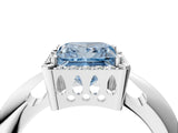 White gold Fancy Blue Princess  Cut Diamond Halo Engagement Ring with Split Shank and Four-Prong Setting_94