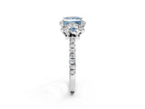 White gold Fancy Blue Princess Cut Diamond Halo Pave Band with Four-Prong Setting_5