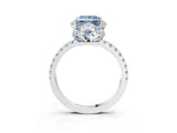 White gold Fancy Blue Princess Cut Diamond Halo Pave Band with Four-Prong Setting_6