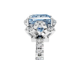 White gold Fancy Blue Princess Cut Diamond Halo Pave Band with Four-Prong Setting_8