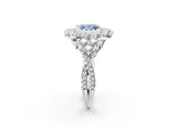 White gold Fancy Blue Princess Cut Diamond Halo Ring with Pavé Band and Four-Prong Setting_66