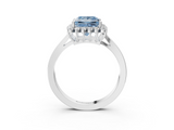 White gold Fancy Blue Princess  Cut Diamond Halo Ring with Round Brilliant Halo and Solitaire Band_90
