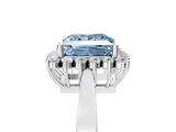 White gold Fancy Blue Princess  Cut Diamond Halo Ring with Round Brilliant Halo and Solitaire Band_92