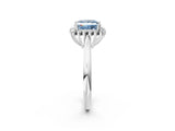 White gold Fancy Blue Princess  Cut Diamond Halo Ring with Solitaire Band and Prong Setting_54