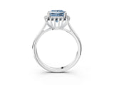 White gold Fancy Blue Princess  Cut Diamond Halo Ring with Solitaire Band and Prong Setting_55
