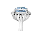 White gold Fancy Blue Princess  Cut Diamond Halo Ring with Solitaire Band and Prong Setting_57