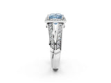 White gold Fancy Blue Princess Cut Diamond Halo Ring with Split Shank Pavé Band and Four-Prong Setting_32