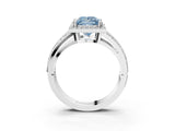 White gold Fancy Blue Princess Cut Diamond Halo Ring with Split Shank Pavé Band and Four-Prong Setting_33