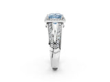 White gold Fancy Blue Princess Cut Diamond Halo Ring with Split Shank Pavé Band and Four-Prong Setting_40