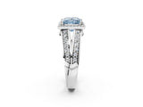 White gold Fancy Blue Princess Cut Diamond Halo Ring with Split Shank Pavé Band and Four-Prong Setting_62