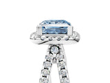 White gold Fancy Blue Princess Cut Diamond Halo Ring with Split Shank Pavé Band and Prong Setting_106