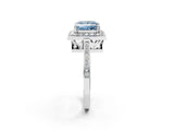 White gold Fancy Blue Princess Cut Diamond Halo Ring with Split Shank and Four-Prong Setting_79
